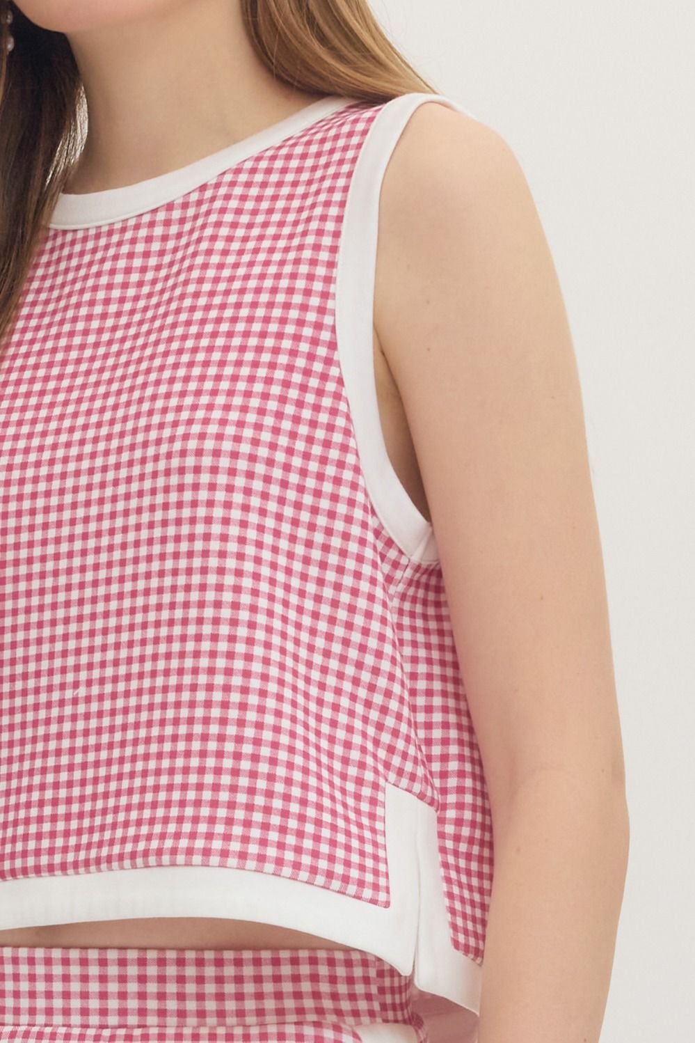 Pink Gingham Sleeveless Top (TOP ONLY)