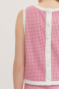 Pink Gingham Sleeveless Top (TOP ONLY)
