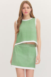 Green Gingham Sleeveless Top (TOP ONLY)