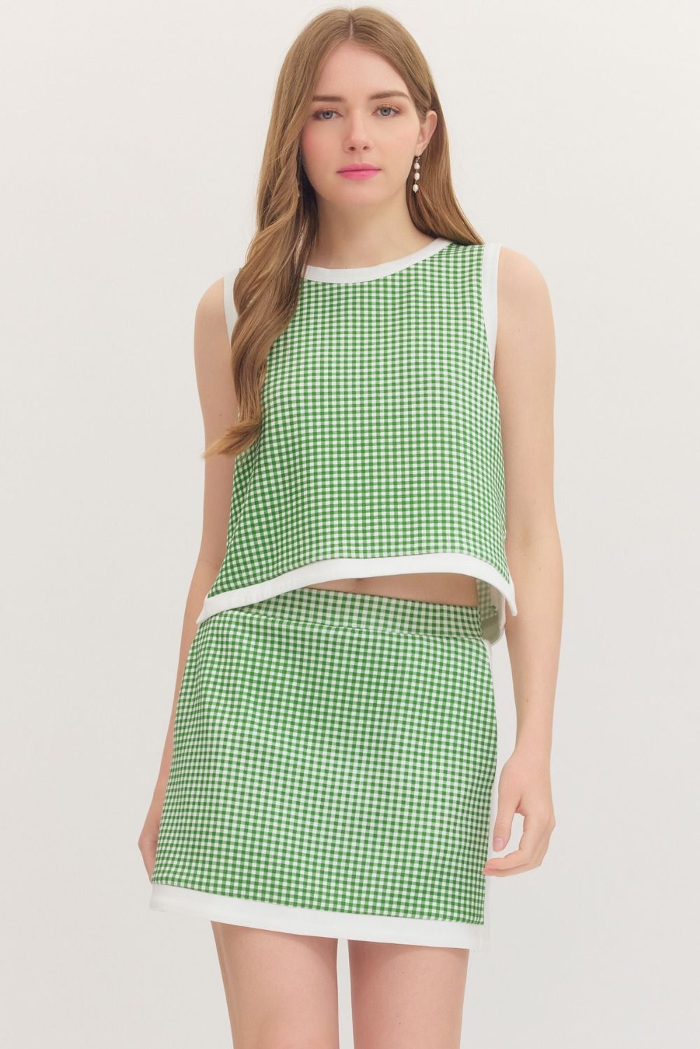 Green Gingham Sleeveless Top (TOP ONLY)