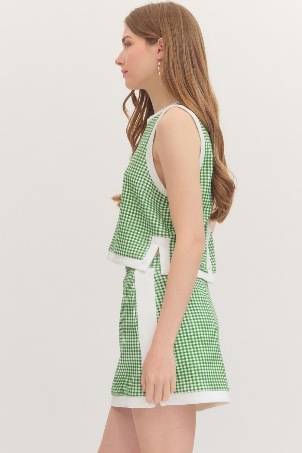 Green Gingham Sleeveless Top (TOP ONLY)