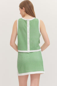 Green Gingham Sleeveless Top (TOP ONLY)