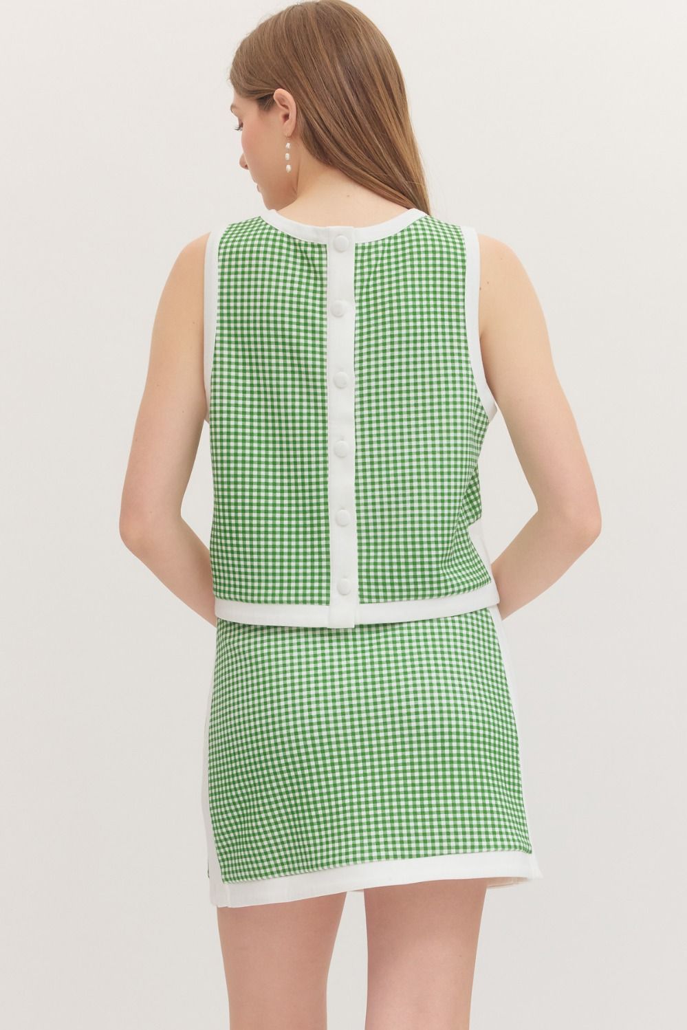 Green Gingham Sleeveless Top (TOP ONLY)