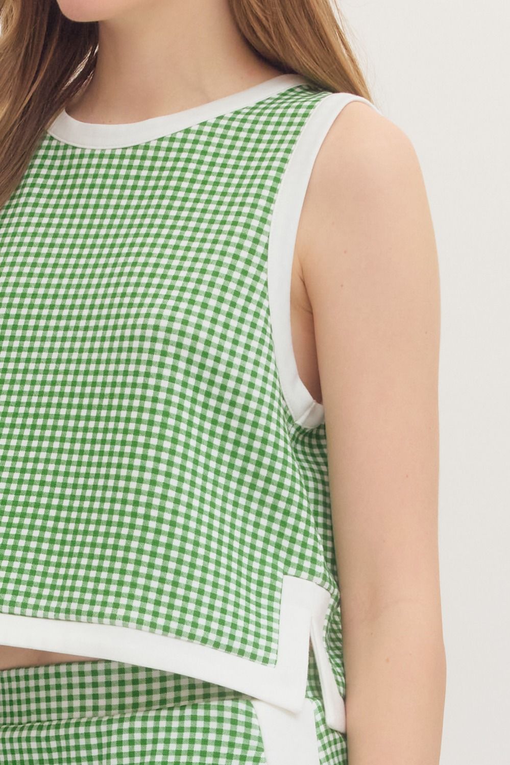 Green Gingham Sleeveless Top (TOP ONLY)
