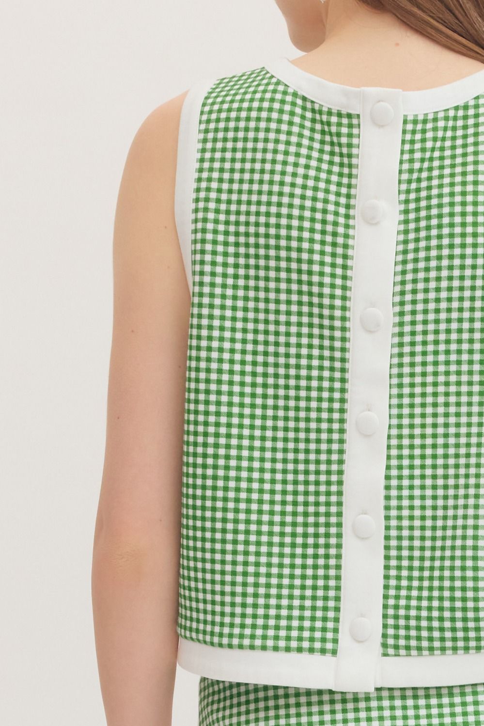Green Gingham Sleeveless Top (TOP ONLY)