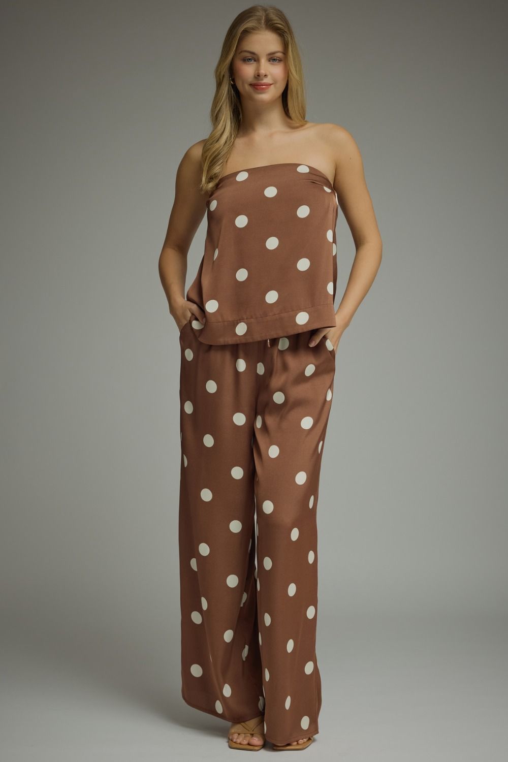 Brown Polka Dot Pant Set