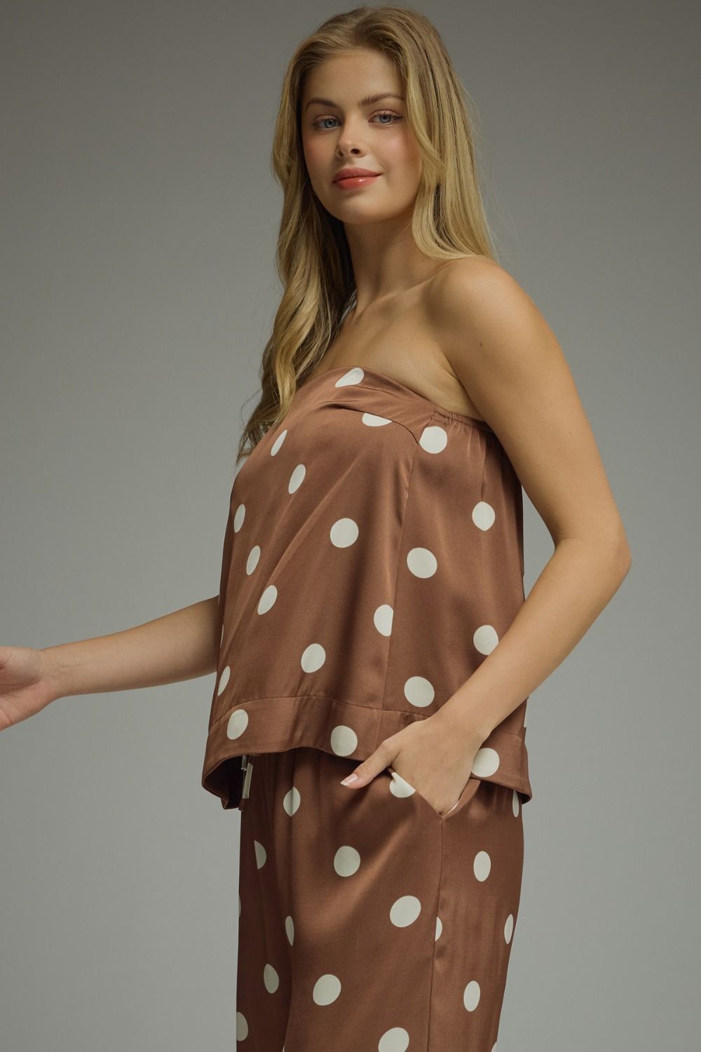 Brown Polka Dot Pant Set