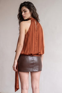Brick Striped Satin Halter