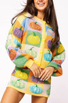 Queen of Sparkles Pastel Colorblock Button Down Pumpkin Cardigan