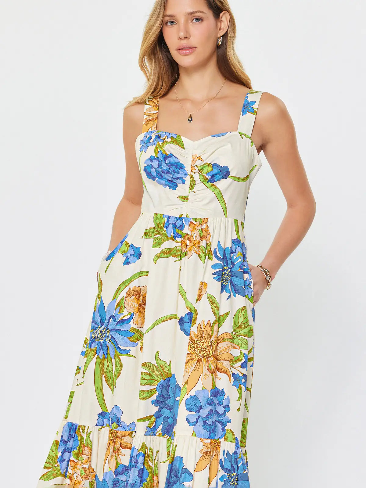 Current Air Floral Printed Sleeveless Midi Dress