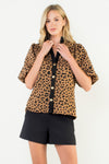 THML Cheetah Puff Sleeve Contract Top (1 XS)