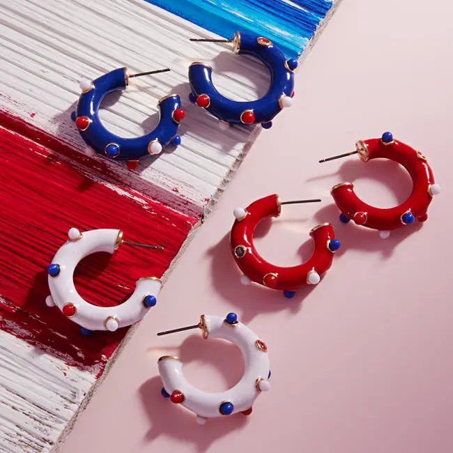 Small/Thick Gameday Hoops in Navy + White