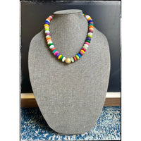 Rainbow Midi Acrylic Resin Gold Ball Necklace