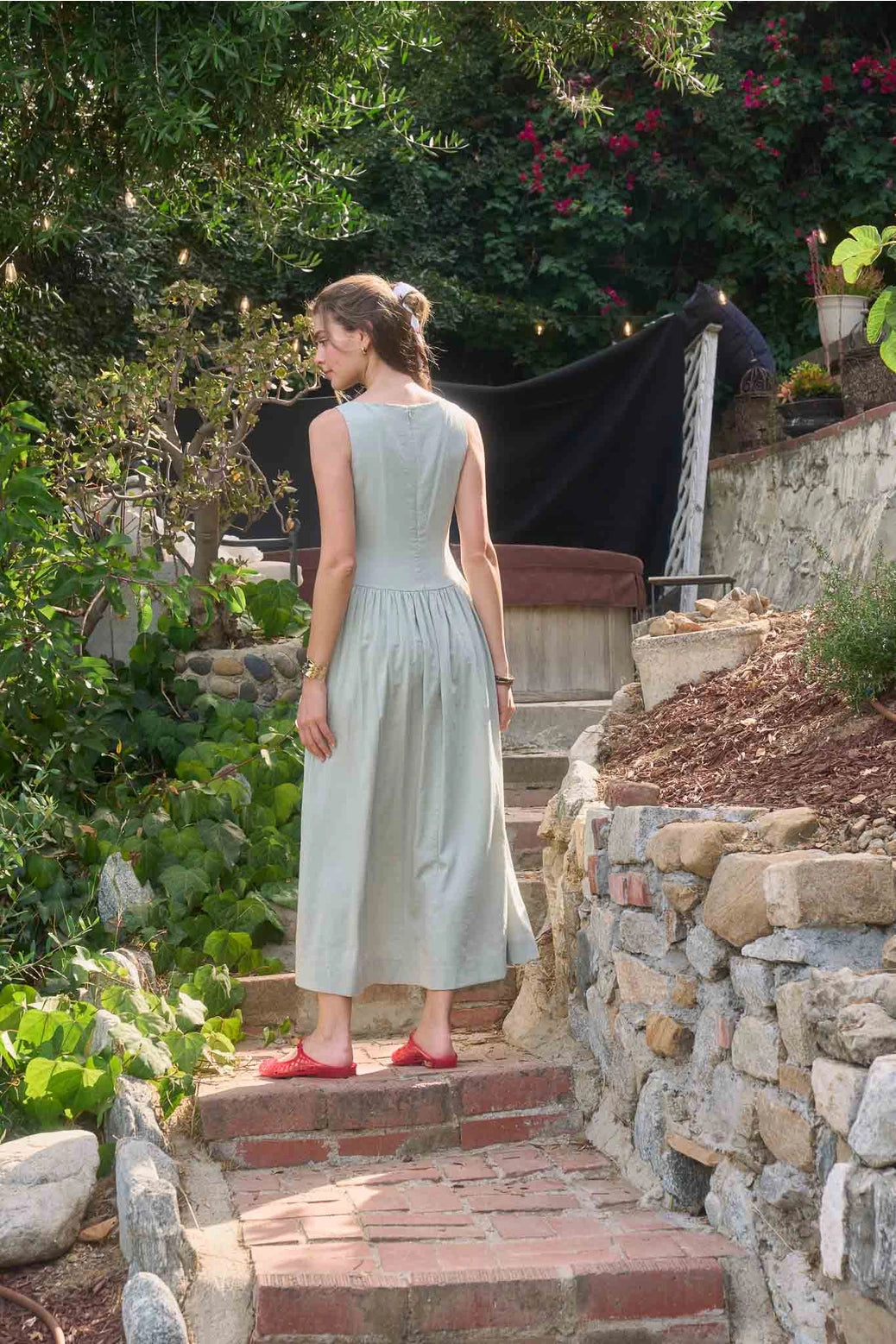 Moon River | Olive Boatneck Button Front Midi Dress