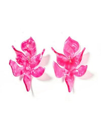 Hot Pink Floral Statement Earring