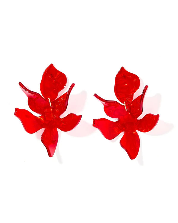 Red Floral Statement Earring