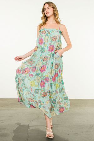 THML Mint Floral Maxi Dress (1 MEDIUM)