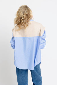 Karlie | Hailey Blue Stripe Poplin Sweater Buttondown