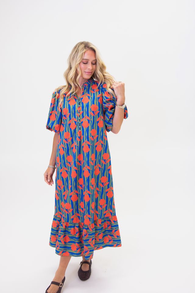 Karlie | Stripe Mod Floral Maxi Dress