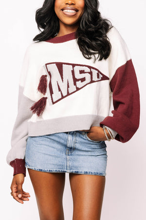 Queen of Sparkles Mississippi State Pennant Sweater