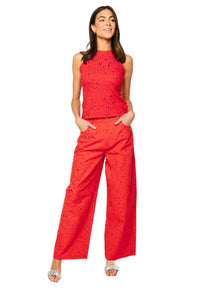 Queen of Sparkles Red Wide Leg Rhinestone Jean (Bottoms Only)