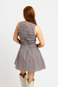 Karlie | Brown Check Smock Dress