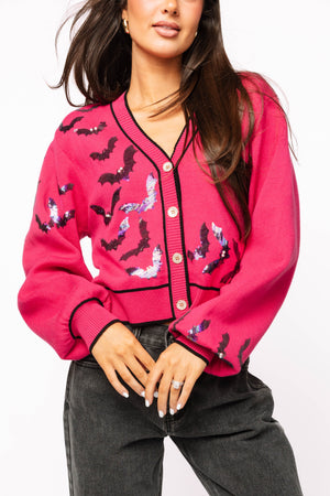 Queen of Sparkles Pink Crawling Bats Cardigan