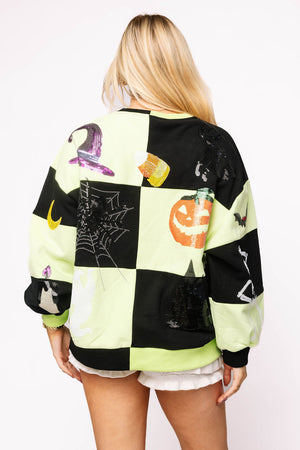 Queen of Sparkles Checkered Halloween Icon Sweatshirt