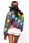 Queen of Sparkles Brown Rainbow Skulls Sweatshirt