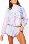 Queen of Sparkles Lavender Mock Neck Dancing Skeleton Sweatshirt