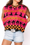 Queen of Sparkles Halloween Checkered Trim Sweater Top (1 LARGE)