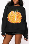 Queen of Sparkles Flower Sequin Pumpkin Sweatshirt
