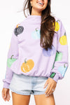 Queen of Sparkles Lavender Multi Pumpkin Mock Neck Sweatshirt