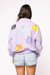 Queen of Sparkles Lavender Multi Pumpkin Mock Neck Sweatshirt