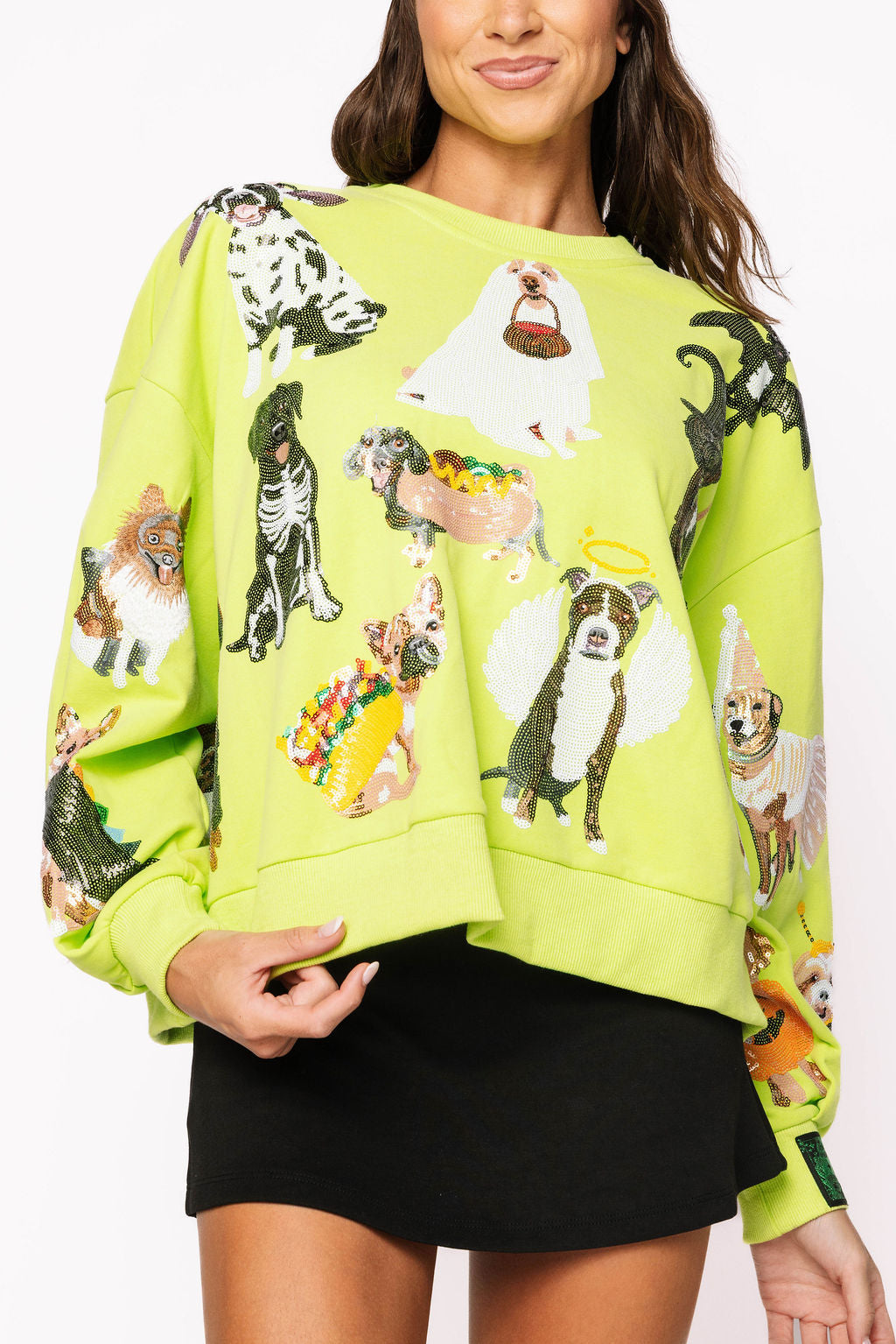 Queen of Sparkles Lime Halloween Dogs Sweatshirt
