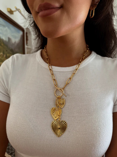 Janey Bee Jems Trio Dangle Heart Charm Necklace