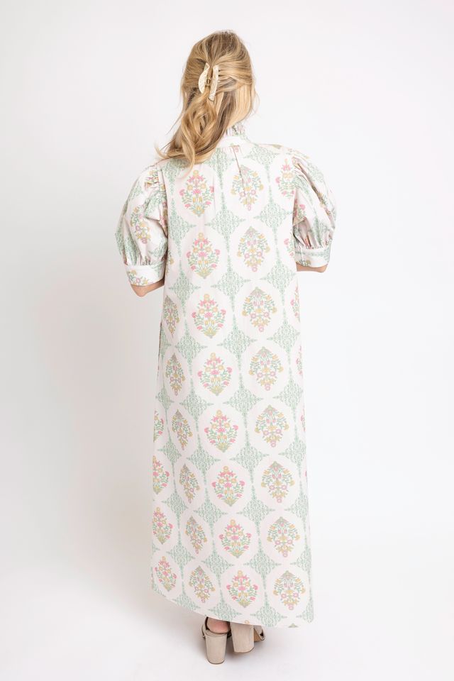 Karlie | Ivory Vintage Floral Ruffle Neck Shirt Dress