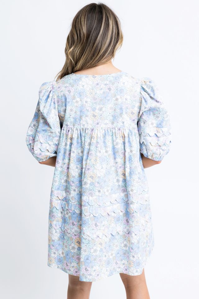 Karlie | London Floral Vneck Scallop Dress