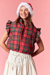 Red Holiday Plaid Puffer Vest
