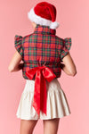 Red Holiday Plaid Puffer Vest