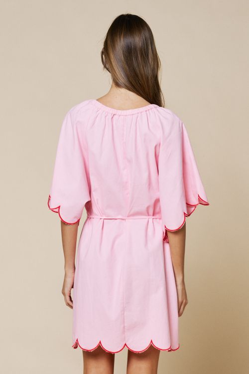 Embroidered Pink Mini Dress