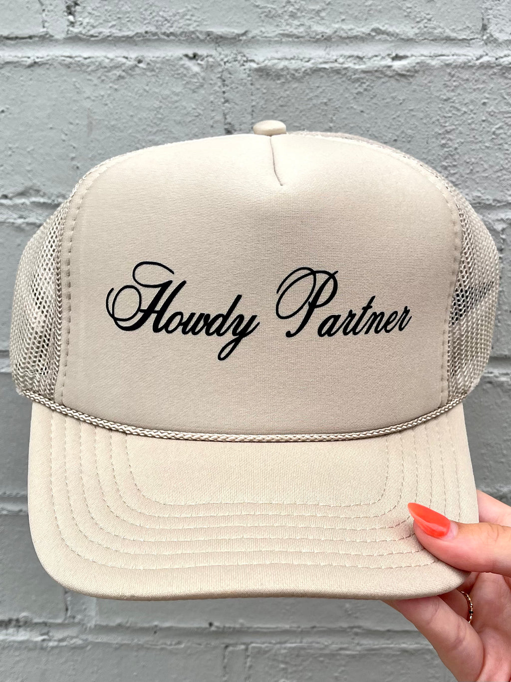 Tan Howdy Partner Trucker Hat