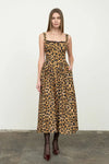 Moon River Leopard Print Corset Midi Dress (MEDIUM)