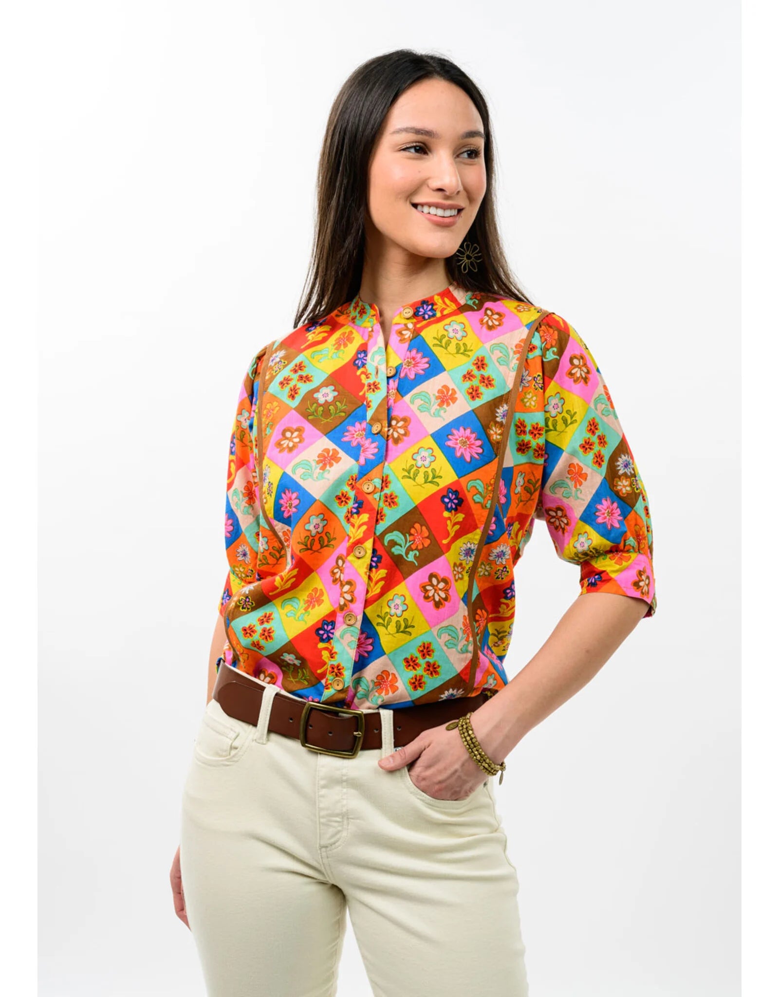 Ivy Jane Block Patch Floral Top