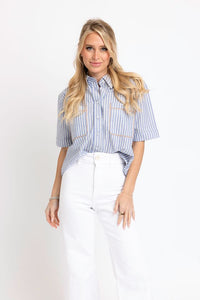 Karlie | Blue Stripe Pocket Camp Top (1 LARGE)