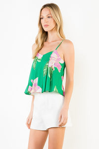 THML | Green Floral Pattern Top