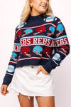 Queen of Sparkles Vintage Football Helmet Stripe Sweater