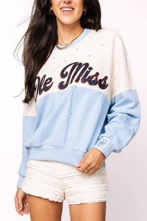 Queen of Sparkles Ole Miss Pastel Two Tone Sweatshirt (1 MEDIUM)