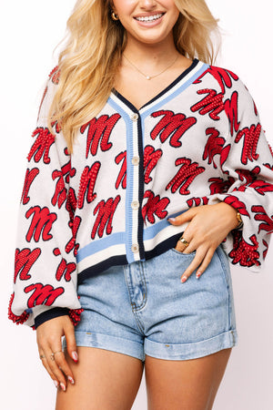 Queen of Sparkles Knit Mascot Rhinestone Cardigan