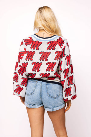 Queen of Sparkles Knit Mascot Rhinestone Cardigan